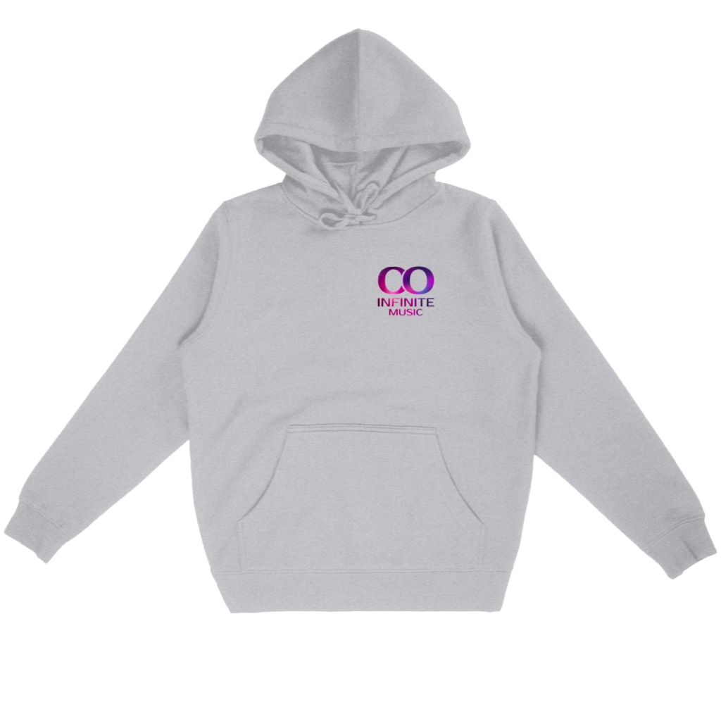 Logo Infinite Music Violet sur Sweat à Capuche Gris