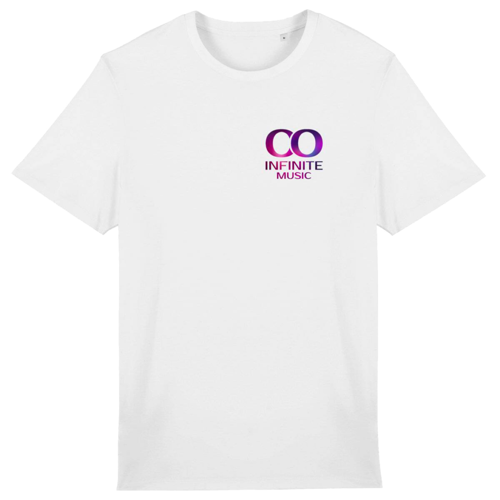 Logo Violet Infinite Music sur T-Shirt Blanc